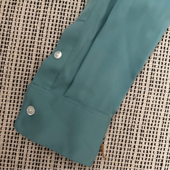 NWT Silk Theory button up blouse seafoam green size P - Picture 2 of 7